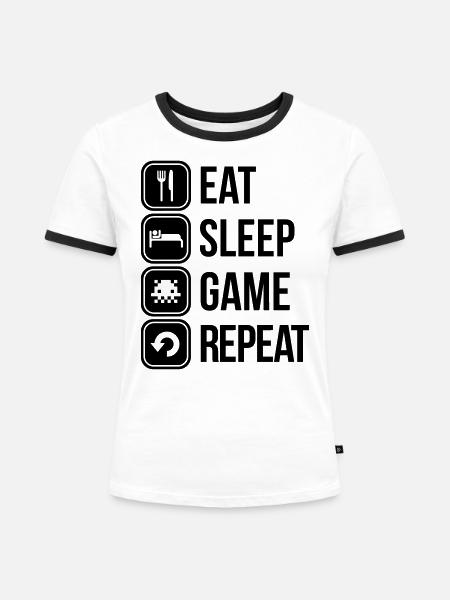 Spiele - Frauen Kontrast-T-Shirt - Weiß/Schwarz