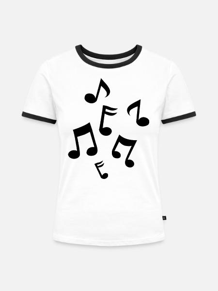Musiknoten - Frauen Kontrast-T-Shirt - Weiß/Schwarz