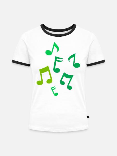 Musiknoten - Frauen Kontrast-T-Shirt - Weiß/Schwarz