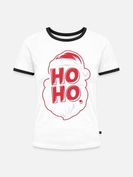 Ho Ho Santa Bart Design - Frauen Kontrast-T-Shirt - Weiß/Schwarz