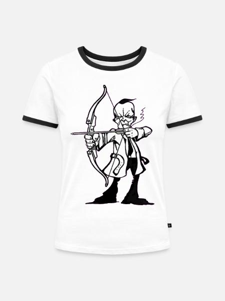 BowBeast- Archer - Frauen Kontrast-T-Shirt - Weiß/Schwarz