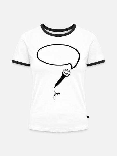 Microphone Bubble (Your Text) - Frauen Kontrast-T-Shirt - Weiß/Schwarz