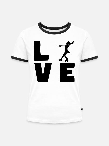 Rollerskating LOVE - Frauen Kontrast-T-Shirt - Weiß/Schwarz