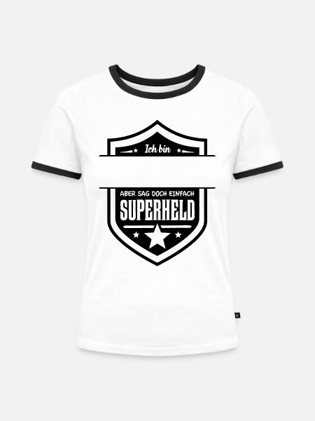 Superheld eigener Text - Frauen Kontrast-T-Shirt - Weiß/Schwarz