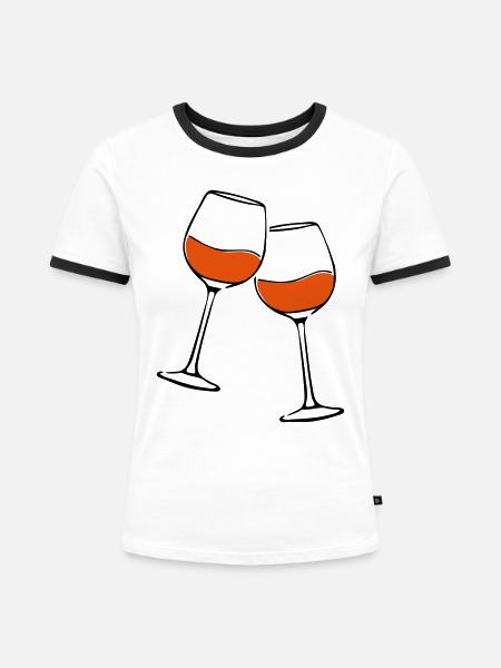 rotwein glaeser - Frauen Kontrast-T-Shirt - Weiß/Schwarz