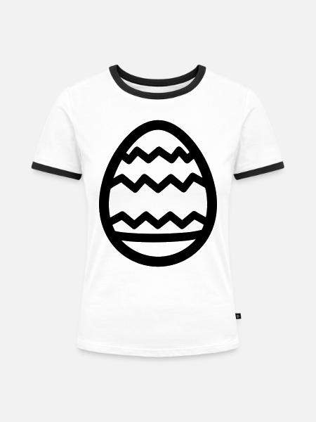 Ei - Frauen Kontrast-T-Shirt - Weiß/Schwarz