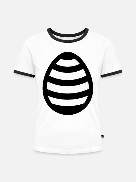Ei - Frauen Kontrast-T-Shirt - Weiß/Schwarz