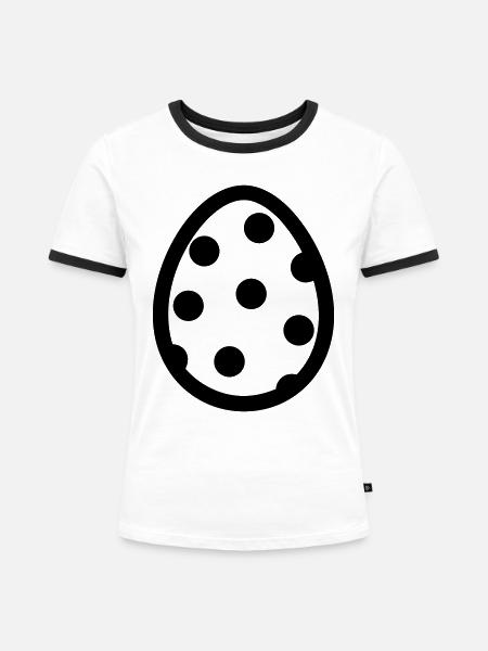Ei - Frauen Kontrast-T-Shirt - Weiß/Schwarz