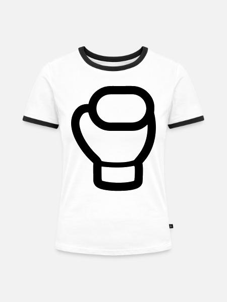 Boxhandschuh - Frauen Kontrast-T-Shirt - Weiß/Schwarz