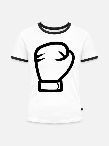 Boxhandschuh - Frauen Kontrast-T-Shirt - Weiß/Schwarz