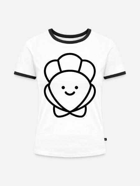Muschel - Frauen Kontrast-T-Shirt - Weiß/Schwarz