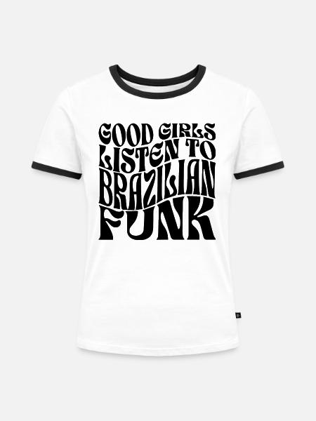 Mädchen hören brasilianischen Funk - Frauen Kontrast-T-Shirt - Weiß/Schwarz