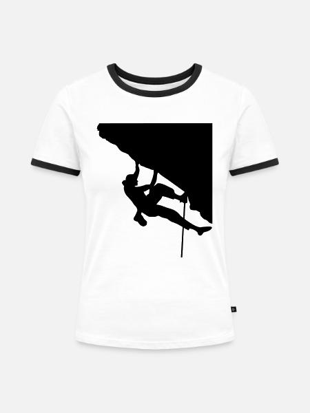Klettern, Kletterin - Frauen Kontrast-T-Shirt - Weiß/Schwarz