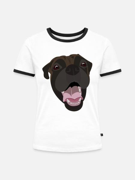 Boxer - Frauen Kontrast-T-Shirt - Weiß/Schwarz