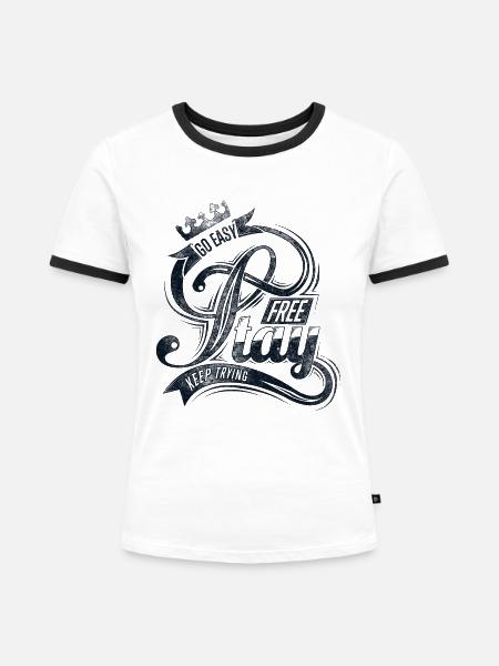 Bleib frei - Frauen Kontrast-T-Shirt - Weiß/Schwarz