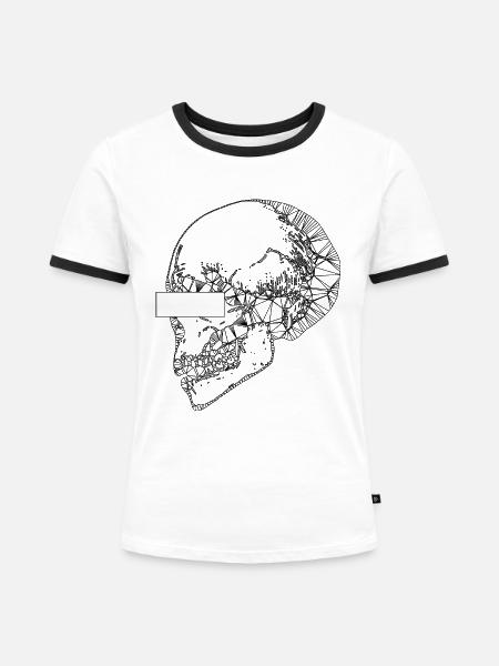 Totenkopf Totenschaedel - Frauen Kontrast-T-Shirt - Weiß/Schwarz