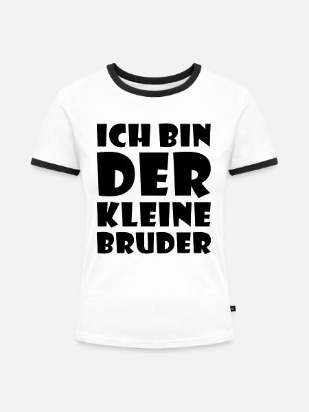 Der kleine Bruder - Frauen Kontrast-T-Shirt - Weiß/Schwarz