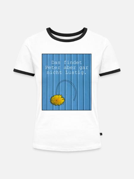 Peter Lustig Print - Frauen Kontrast-T-Shirt - Weiß/Schwarz