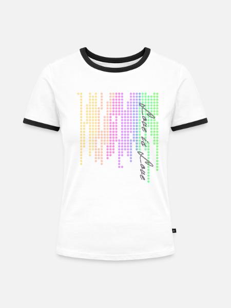 love is love,LGBT,Regenbogen,bunt,Punkte - Frauen Kontrast-T-Shirt - Weiß/Schwarz