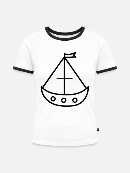 Piratenschiff - Frauen Kontrast-T-Shirt - Weiß/Schwarz