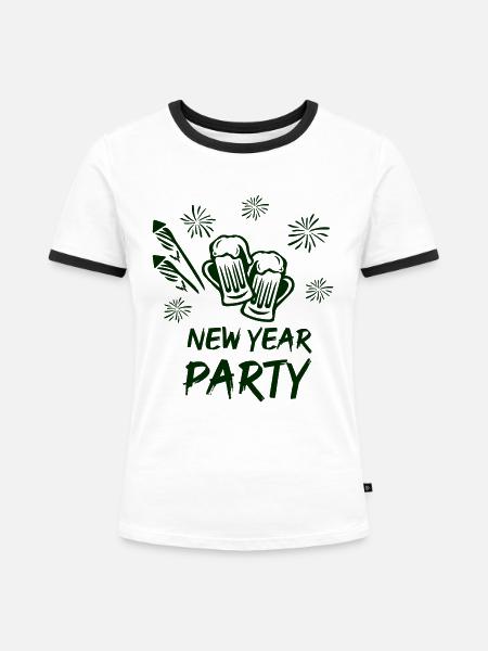 New Year Party - Frauen Kontrast-T-Shirt - Weiß/Schwarz