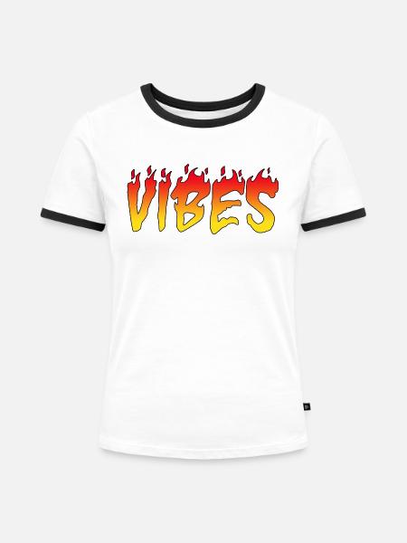 Vibes Zitatgrafik - Frauen Kontrast-T-Shirt - Weiß/Schwarz
