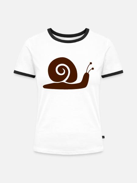 Snail Silhouette - Frauen Kontrast-T-Shirt - Weiß/Schwarz