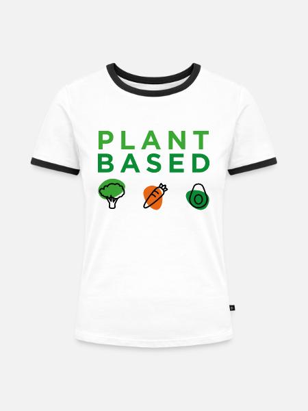 Pflanzlich - Frauen Kontrast-T-Shirt - Weiß/Schwarz