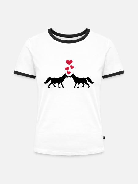 Fuchs - Frauen Kontrast-T-Shirt - Weiß/Schwarz