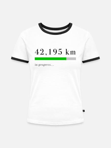 42,195 km in progress - Frauen Kontrast-T-Shirt - Weiß/Schwarz