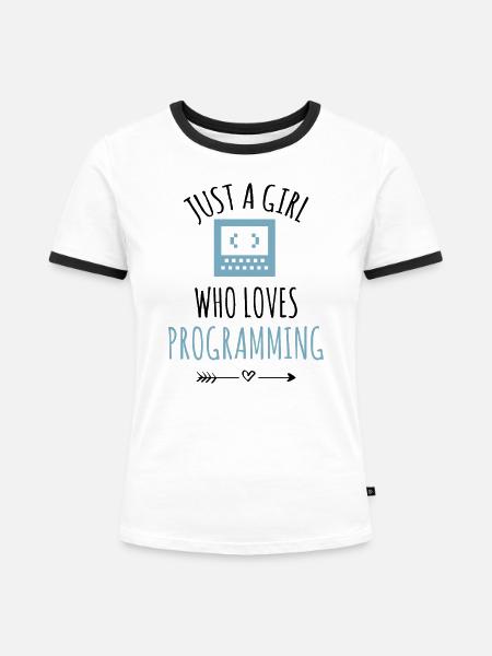 Programmiererin Coding Mädchen Programmieren - Frauen Kontrast-T-Shirt - Weiß/Schwarz