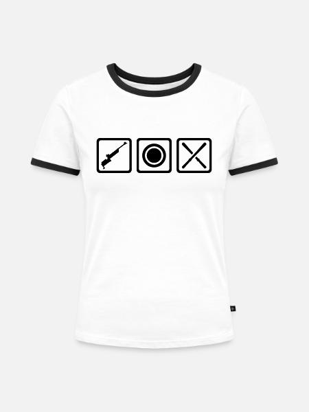 Biathlon - Frauen Kontrast-T-Shirt - Weiß/Schwarz