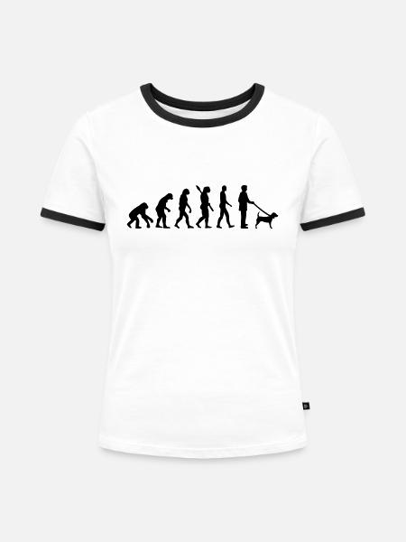 Beagle - Frauen Kontrast-T-Shirt - Weiß/Schwarz