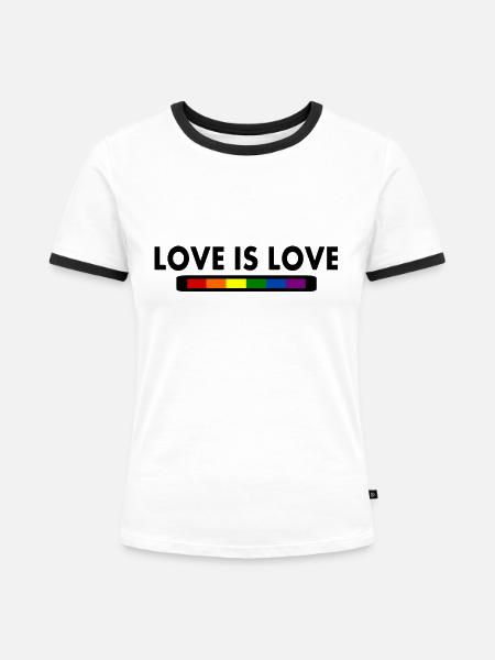Love is love - Frauen Kontrast-T-Shirt - Weiß/Schwarz
