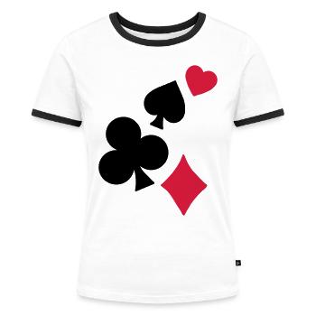 Spielkarten - Frauen Kontrast-T-Shirt - Weiß/Schwarz - Vorne - Selfina (174cm)