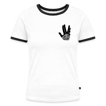 Star Trek Discovery Vulkanischer Gruß - Frauen Kontrast-T-Shirt - Weiß/Schwarz - Vorne - Selfina (174cm)