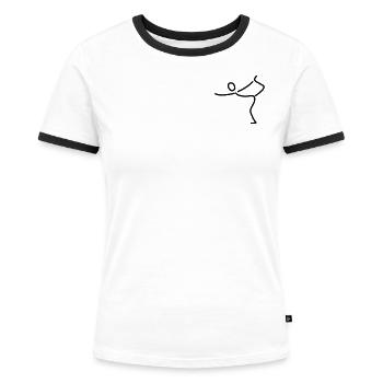iYpsilon Einbeinstand - Frauen Kontrast-T-Shirt - Weiß/Schwarz - Vorne - Selfina (174cm)