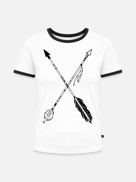 Indianer Pfeile - Frauen Kontrast-T-Shirt - Weiß/Schwarz