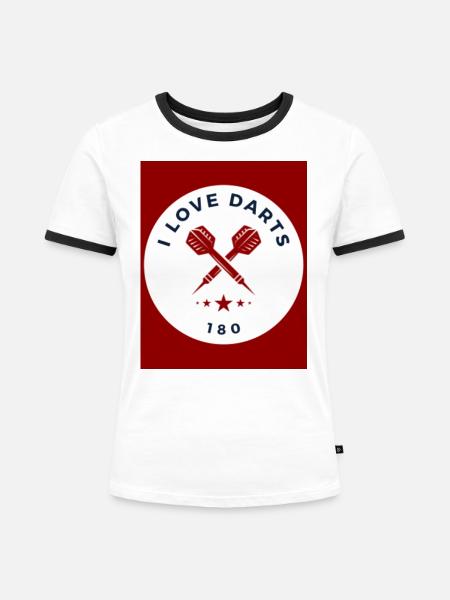 Darts-Fan - Frauen Kontrast-T-Shirt - Weiß/Schwarz