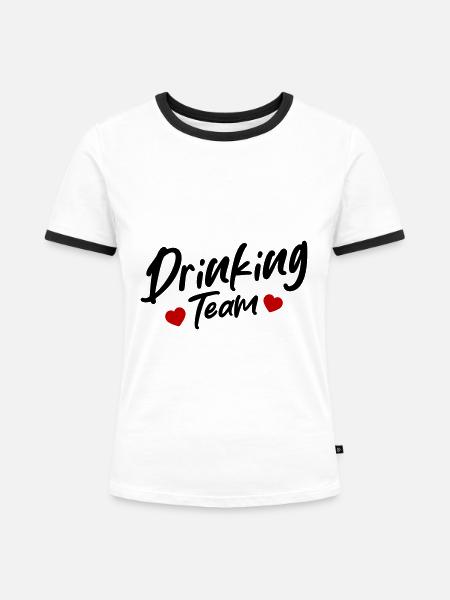 Drinking Team - Frauen Kontrast-T-Shirt - Weiß/Schwarz