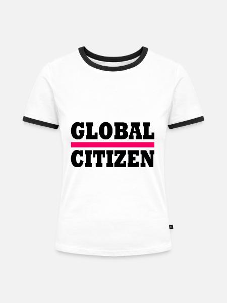 global citizen - Frauen Kontrast-T-Shirt - Weiß/Schwarz