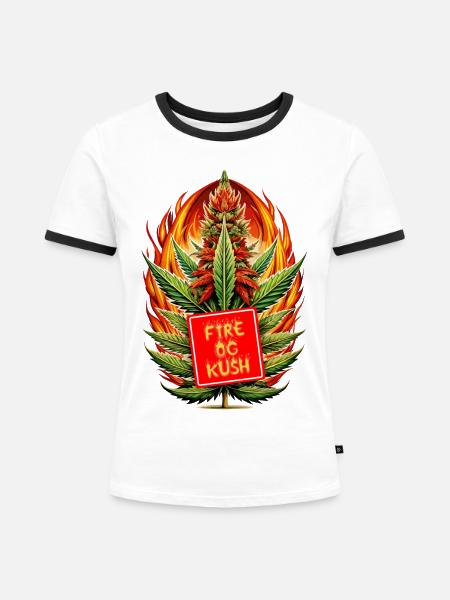 Fire Og Kush - Frauen Kontrast-T-Shirt - Weiß/Schwarz