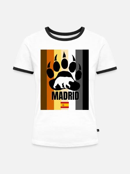 Madrid schwuler Bär - Frauen Kontrast-T-Shirt - Weiß/Schwarz
