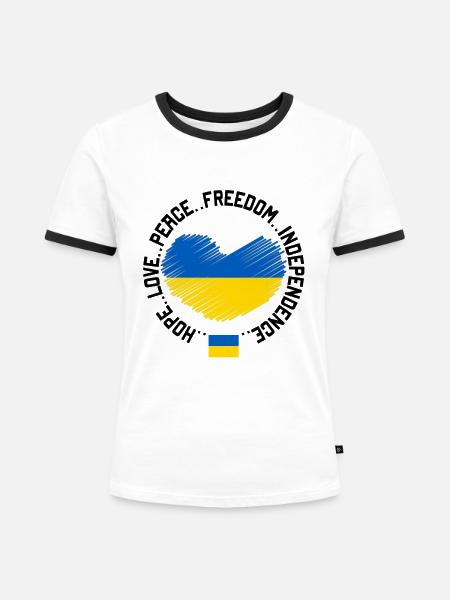 Ukraine - Frauen Kontrast-T-Shirt - Weiß/Schwarz