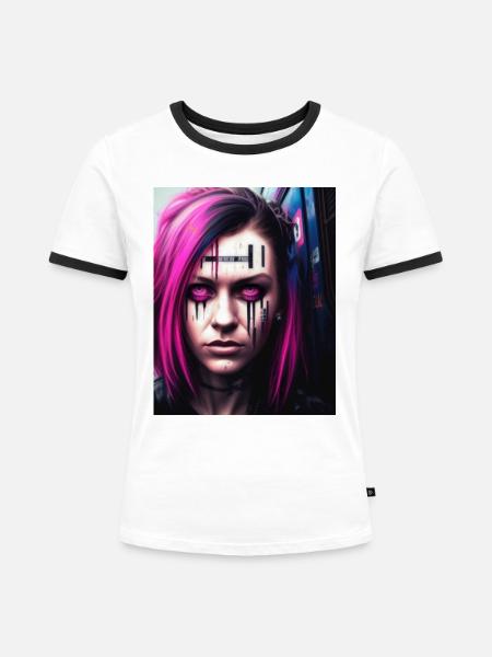Einzigartige Graffiti Art - Frauen Kontrast-T-Shirt - Weiß/Schwarz