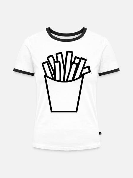 Pommes frites - Frauen Kontrast-T-Shirt - Weiß/Schwarz