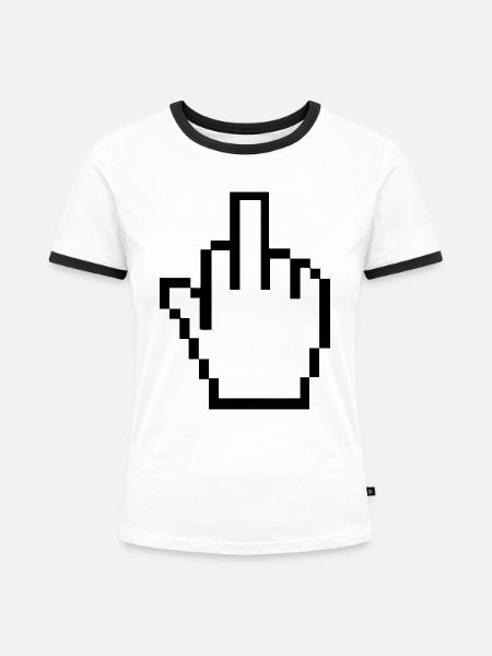 stinkefinger1farbe - Frauen Kontrast-T-Shirt - Weiß/Schwarz