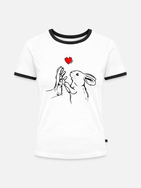 Hase - Frauen Kontrast-T-Shirt - Weiß/Schwarz