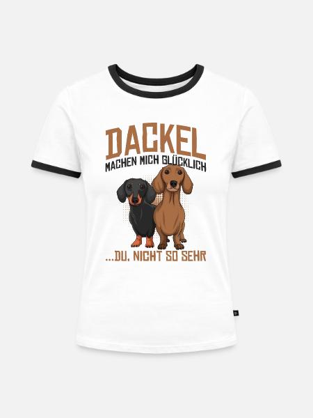 Dackel - Frauen Kontrast-T-Shirt - Weiß/Schwarz