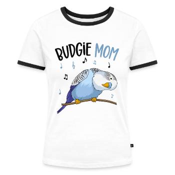 Wellensittich - Frauen Kontrast-T-Shirt - Weiß/Schwarz - Vorne - Selfina (174cm)